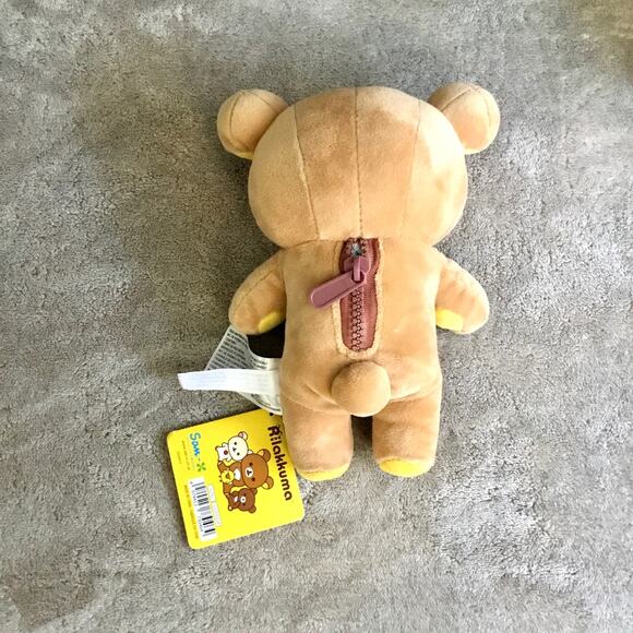 San-X Plush Doll Rilakkuma Stuffed Toy Brown Back Zipper Pouch Small - Picture 2 of 4